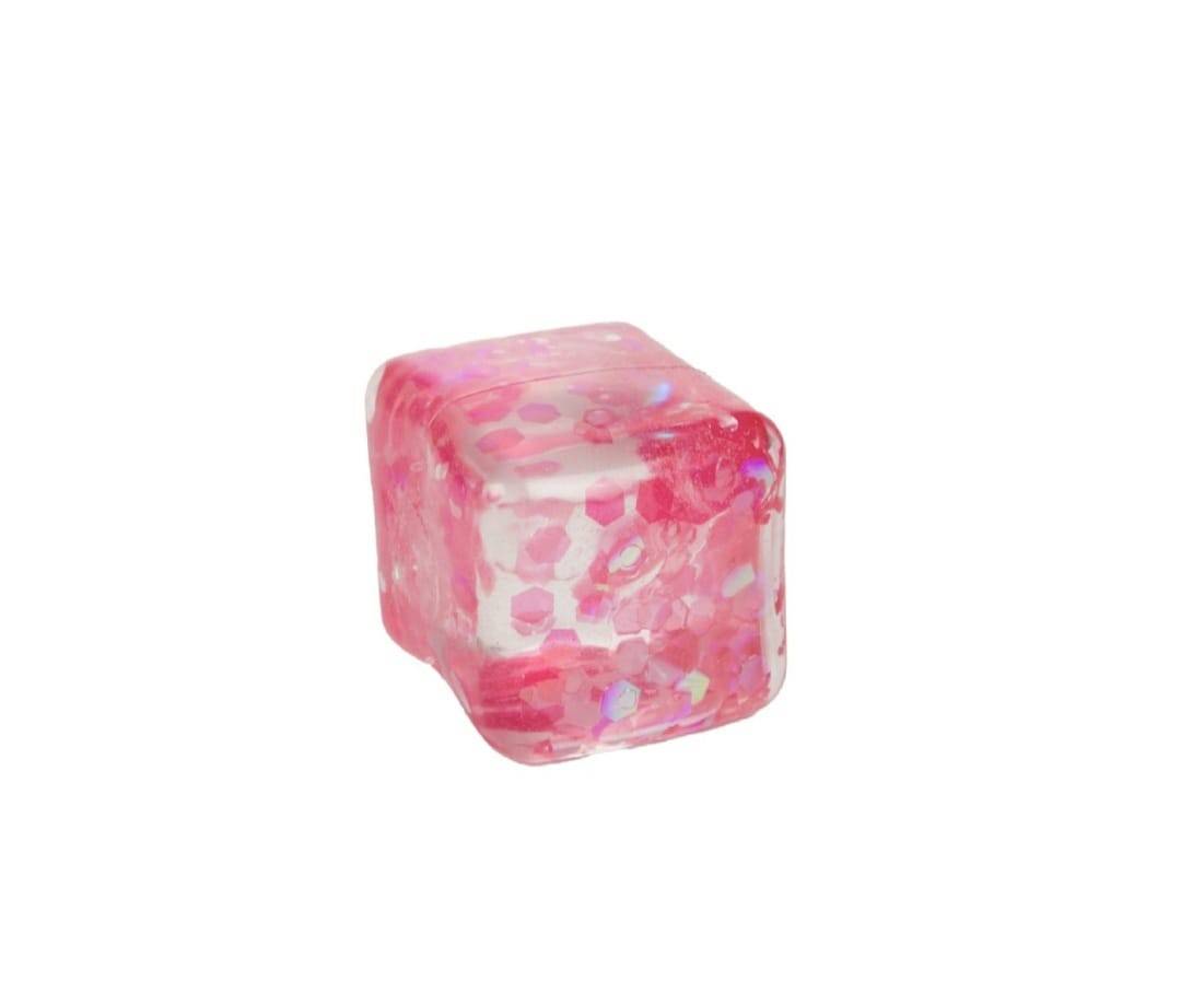 Jucarie antistres, Cub Jelly cu glitter, multicolor,  5.2 cm
