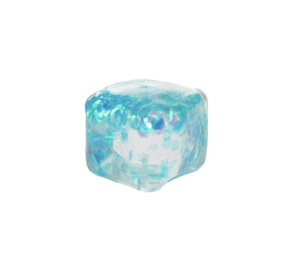 Jucarie antistres, Cub Jelly cu glitter, multicolor,  5.2 cm
