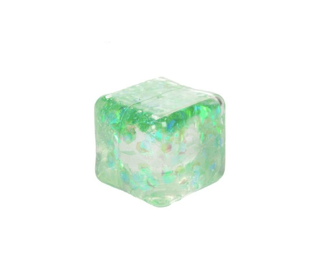 Jucarie antistres, Cub Jelly cu glitter, multicolor,  5.2 cm