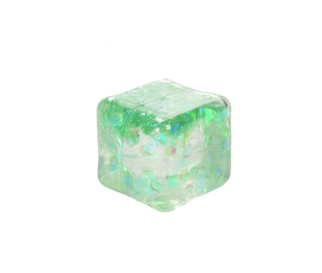 Jucarie antistres, Cub Jelly cu glitter, multicolor,  5.2 cm