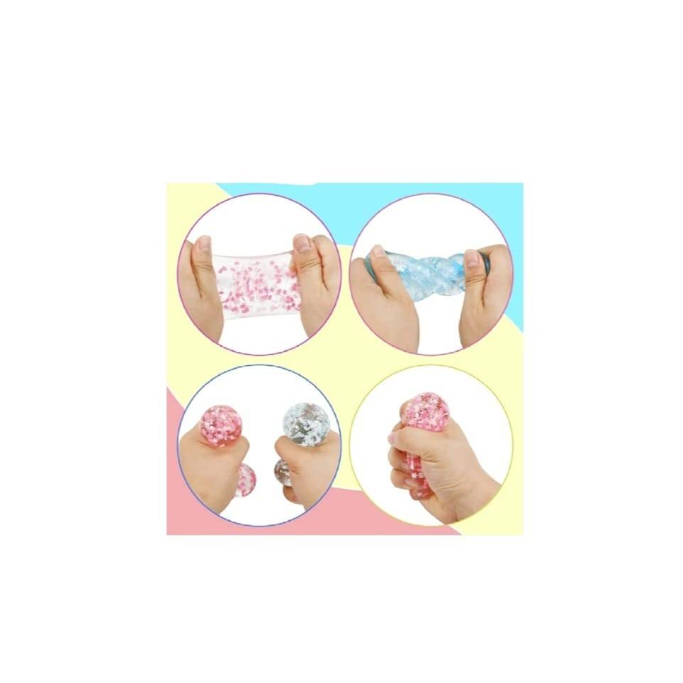 Jucarie antistres, Cub Jelly cu glitter, multicolor,  5.2 cm