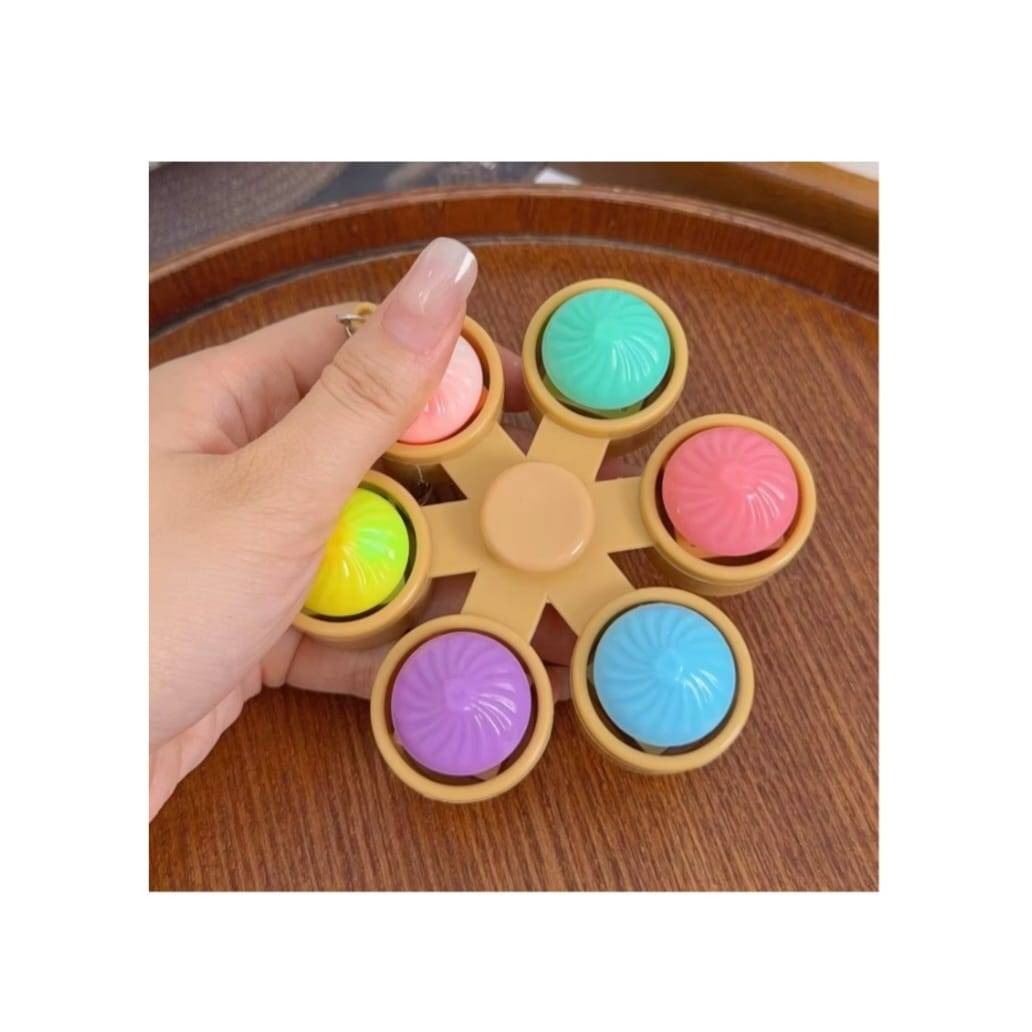 Jucarie antistres, Fidget spinner Dumpling, 5 brate, lumini, led, multicolor