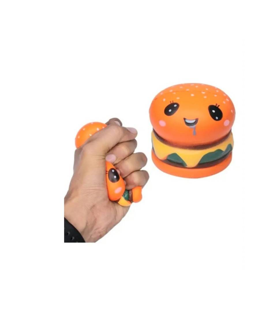 Jucarie antistres, Hamburger Squishy, design realist, textura moale, 7 cm