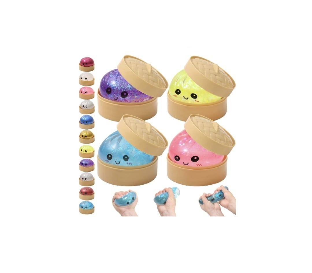 Jucarie antistres minge dumpling squishy sclipici mystery box, multicolor