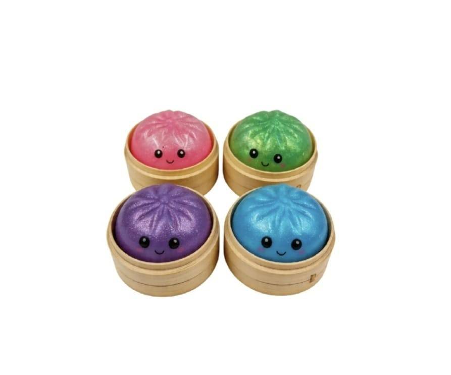 Jucarie antistres minge dumpling squishy sclipici mystery box, multicolor