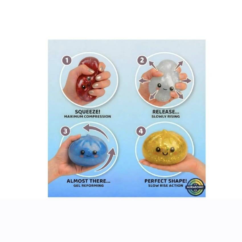 Jucarie antistres minge dumpling squishy sclipici mystery box, multicolor
