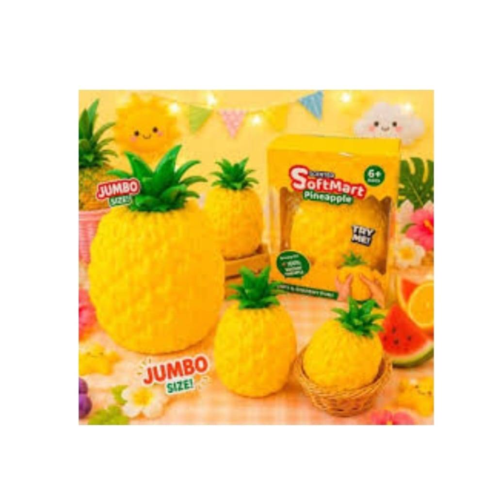 Jucarie antistres squishy, model Ananas, spuma cu revenire lenta, textura usor lipicioasa, multicolor, 21 cm