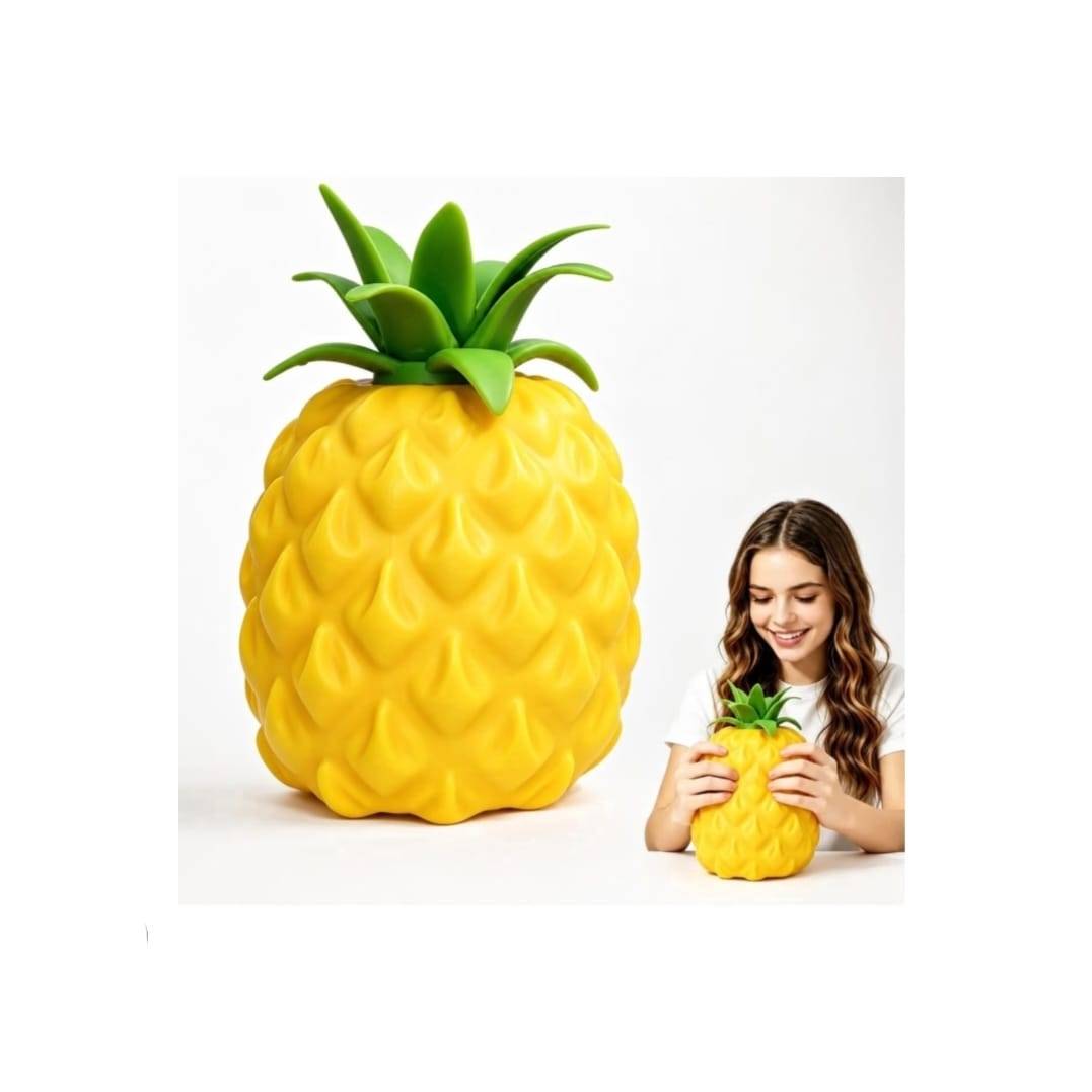 Jucarie antistres squishy, model Ananas, spuma cu revenire lenta, textura usor lipicioasa, multicolor, 21 cm