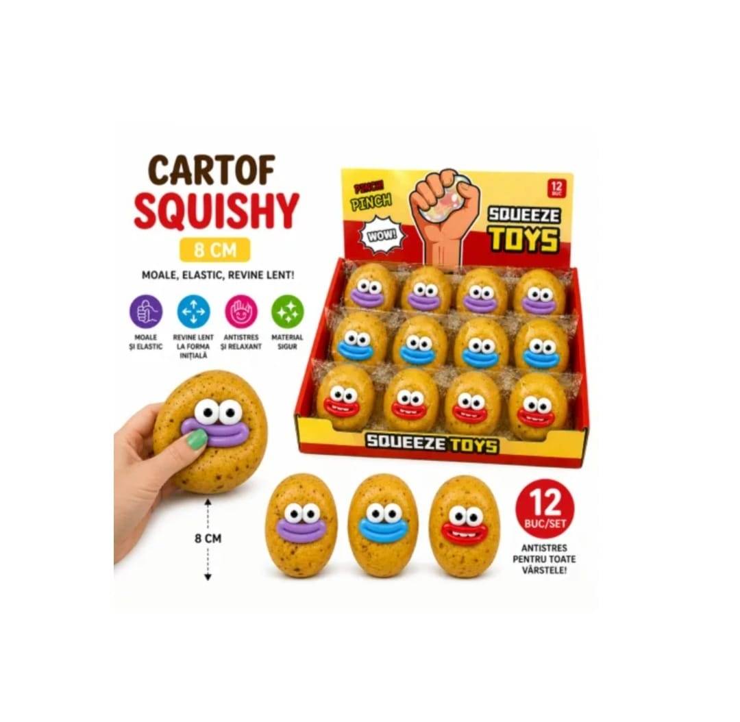 Jucarie antistres squishy, model Cartof, 1 buc, multicolor, 8 cm