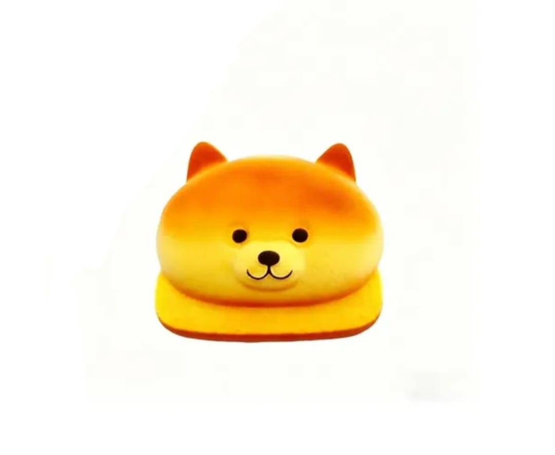 Jucarie antistres squishy, model Paine Toast, Catelus Shiba, revenire lenta, multicolor, 11 cmx10 cm