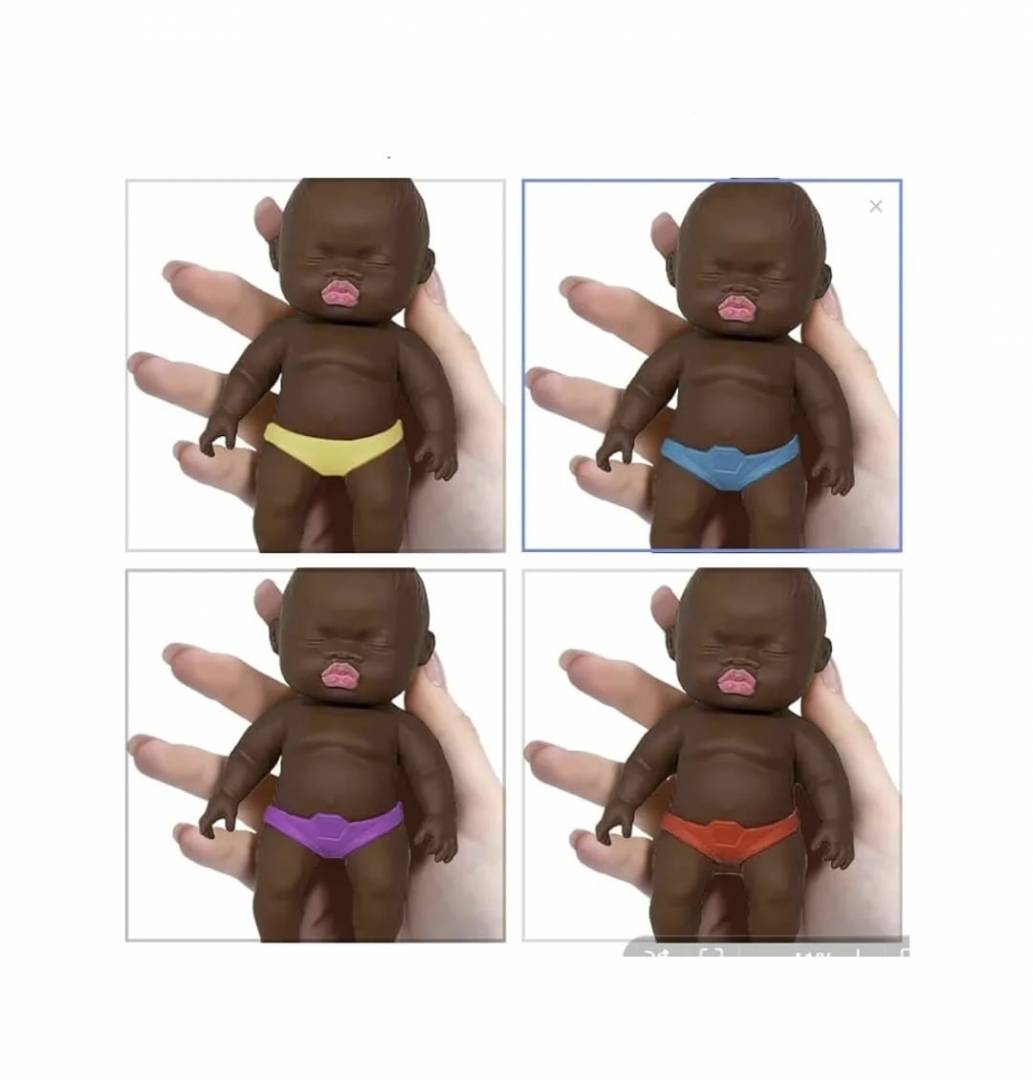 Jucarie antistres, Squishy Papusa Natasha, Ugly Doll, negru, 12 cm