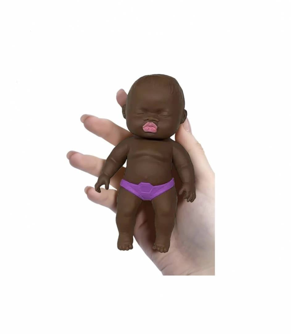 Jucarie antistres, Squishy Papusa Natasha, Ugly Doll, negru, 12 cm