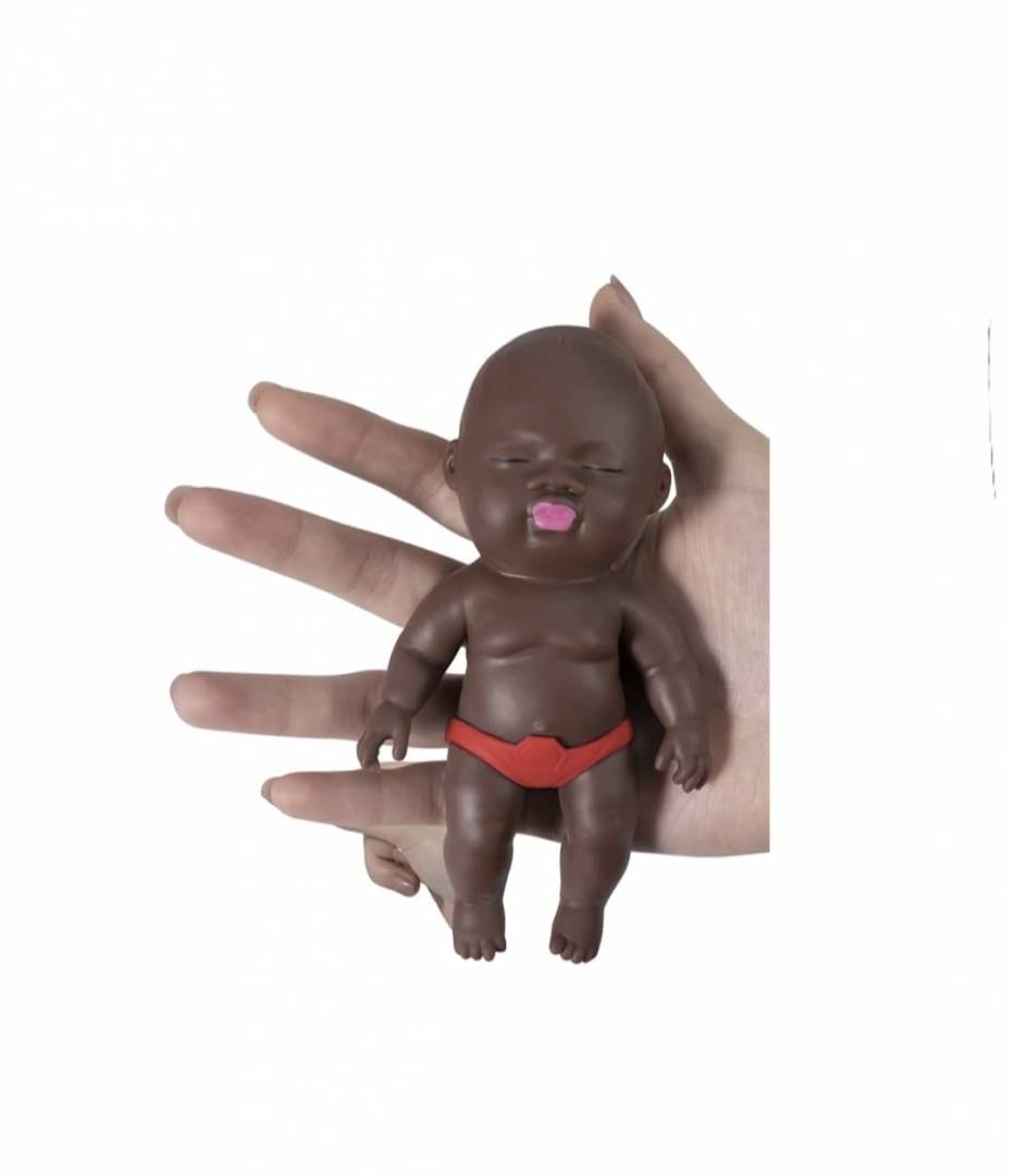 Jucarie antistres, Squishy Papusa Natasha, Ugly Doll, negru, 12 cm