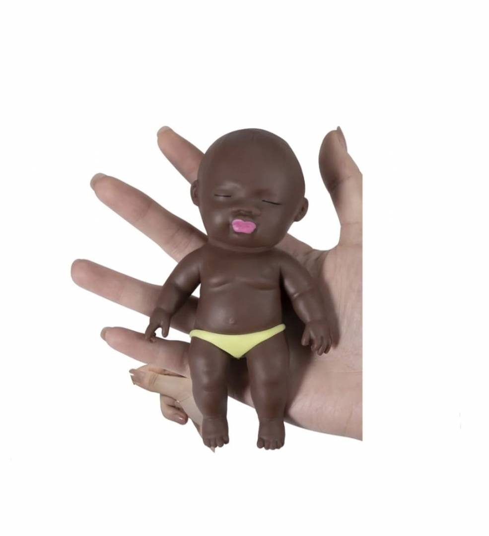 Jucarie antistres, Squishy Papusa Natasha, Ugly Doll, negru, 12 cm