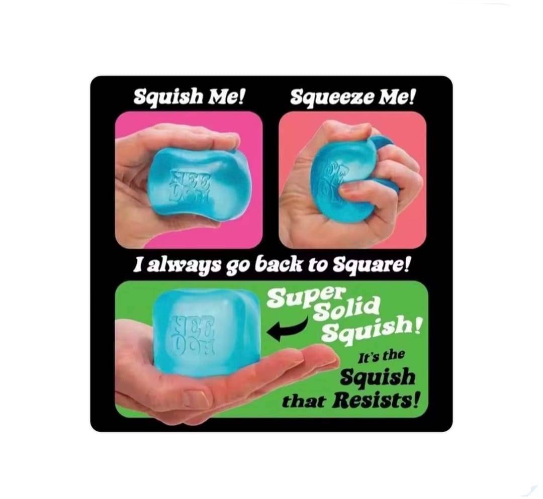 Jucarie antistres squishy, Schylling NeeDoh Nice Cube, Sprite, Dr Pepper, multicolor, 5.5 cm