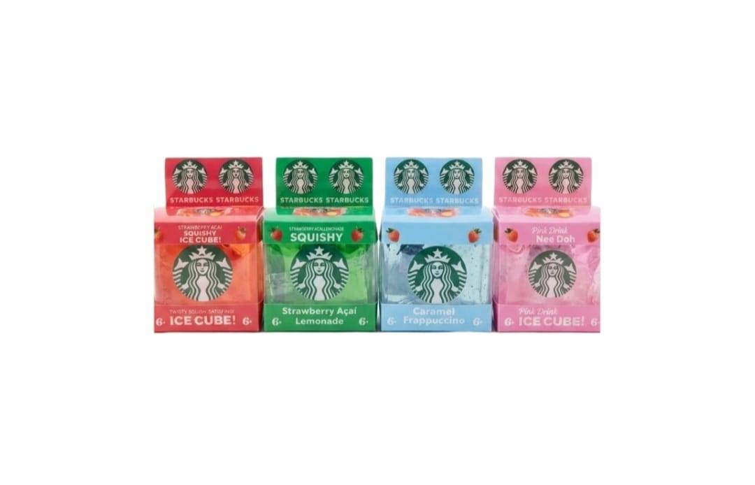 Jucarie antistres squishy, Schylling NeeDoh Nice Cube, STARBUCKS, 1buc, multicolor, 5.5 cm