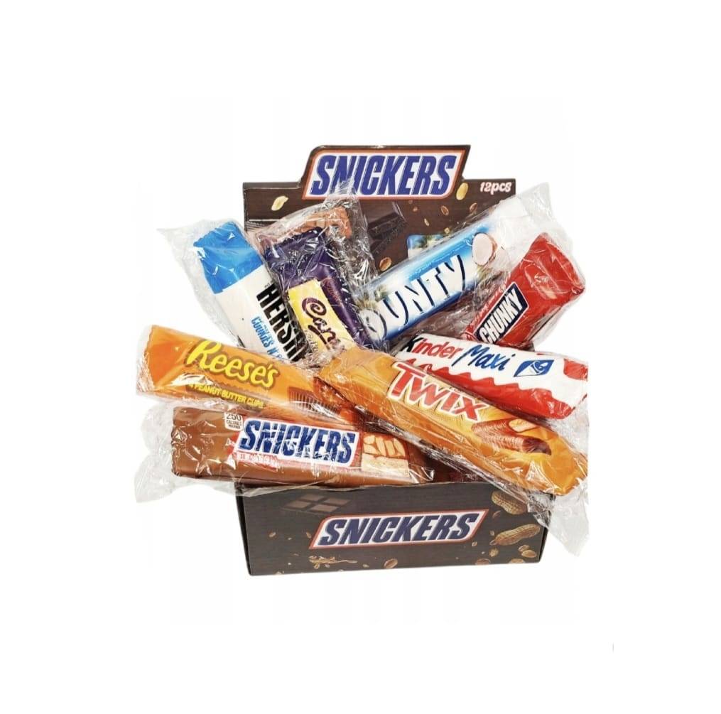 Jucarie antistres squishy, tip Baton Reese's, Mars, Bounty, Twix, KitKat, Kinder, multicolor, 20 cm