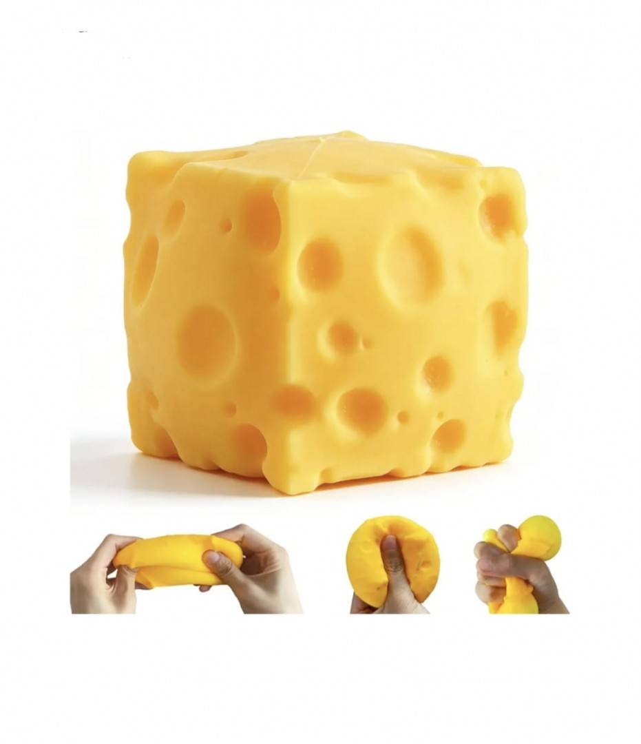 Jucarie antistres, Sqweezy Super Cheese, design realist, textura moale, 10 cm