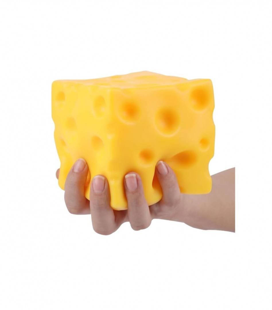 Jucarie antistres, Sqweezy Super Cheese, XXL EXTRA, design realist, textura moale, 10 cm