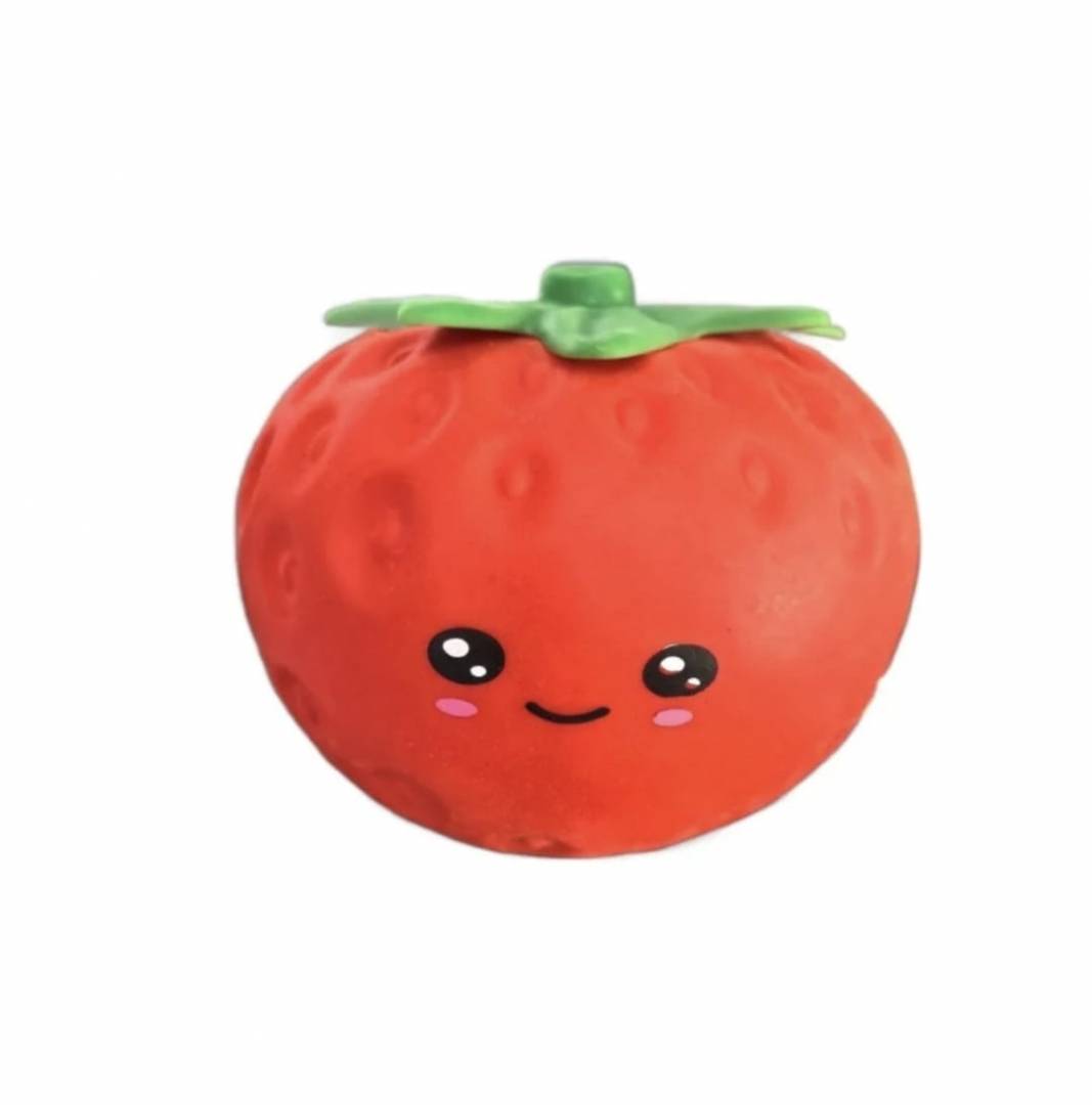 Jucarie antistres, Stretchy Strawberry, Capsuna, XXL EXTRA, revenire lenta, textura moale, rosu, 10 cm