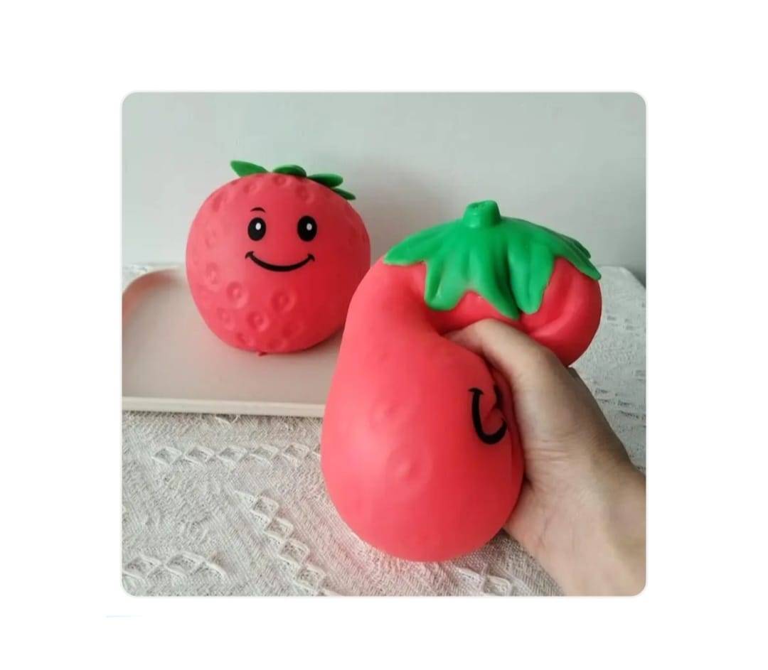 Jucarie antistres, Stretchy Strawberry, Capsuna, XXL EXTRA, revenire lenta, textura moale, rosu, 10 cm