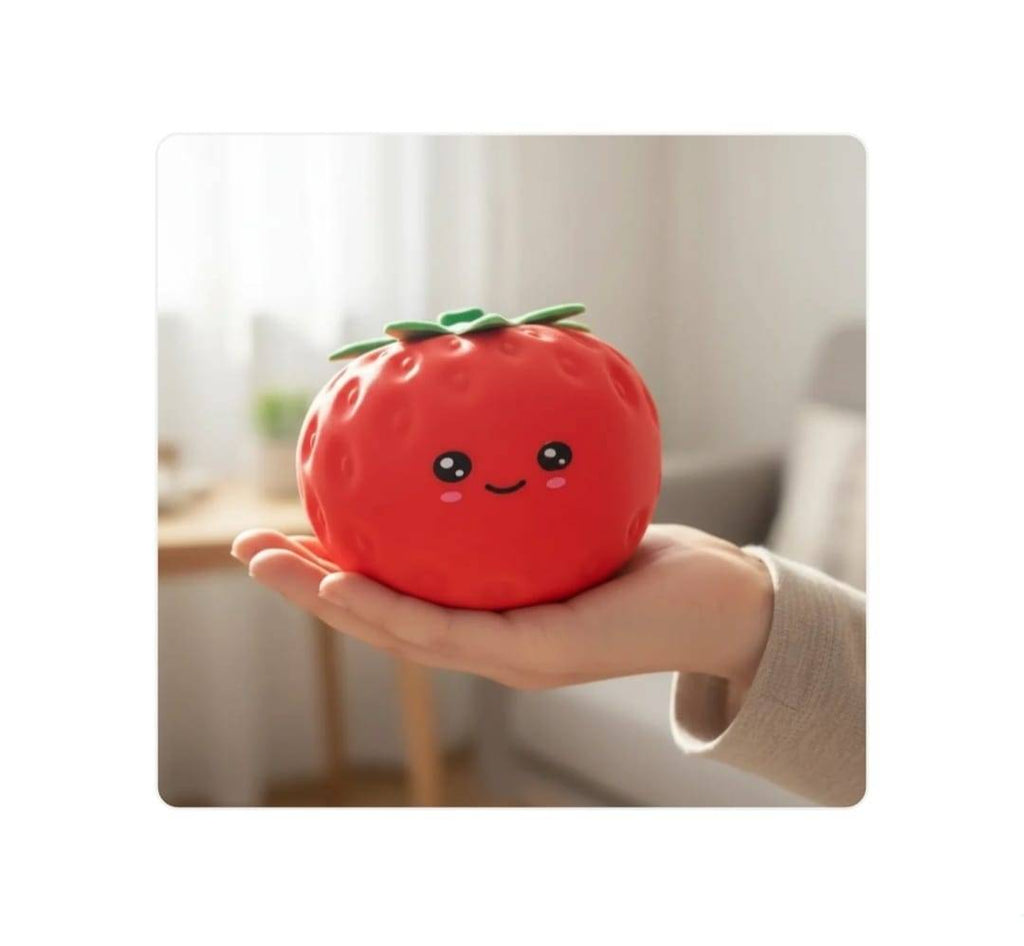 Jucarie antistres, Stretchy Strawberry, Capsuna, XXL EXTRA, revenire lenta, textura moale, rosu, 10 cm