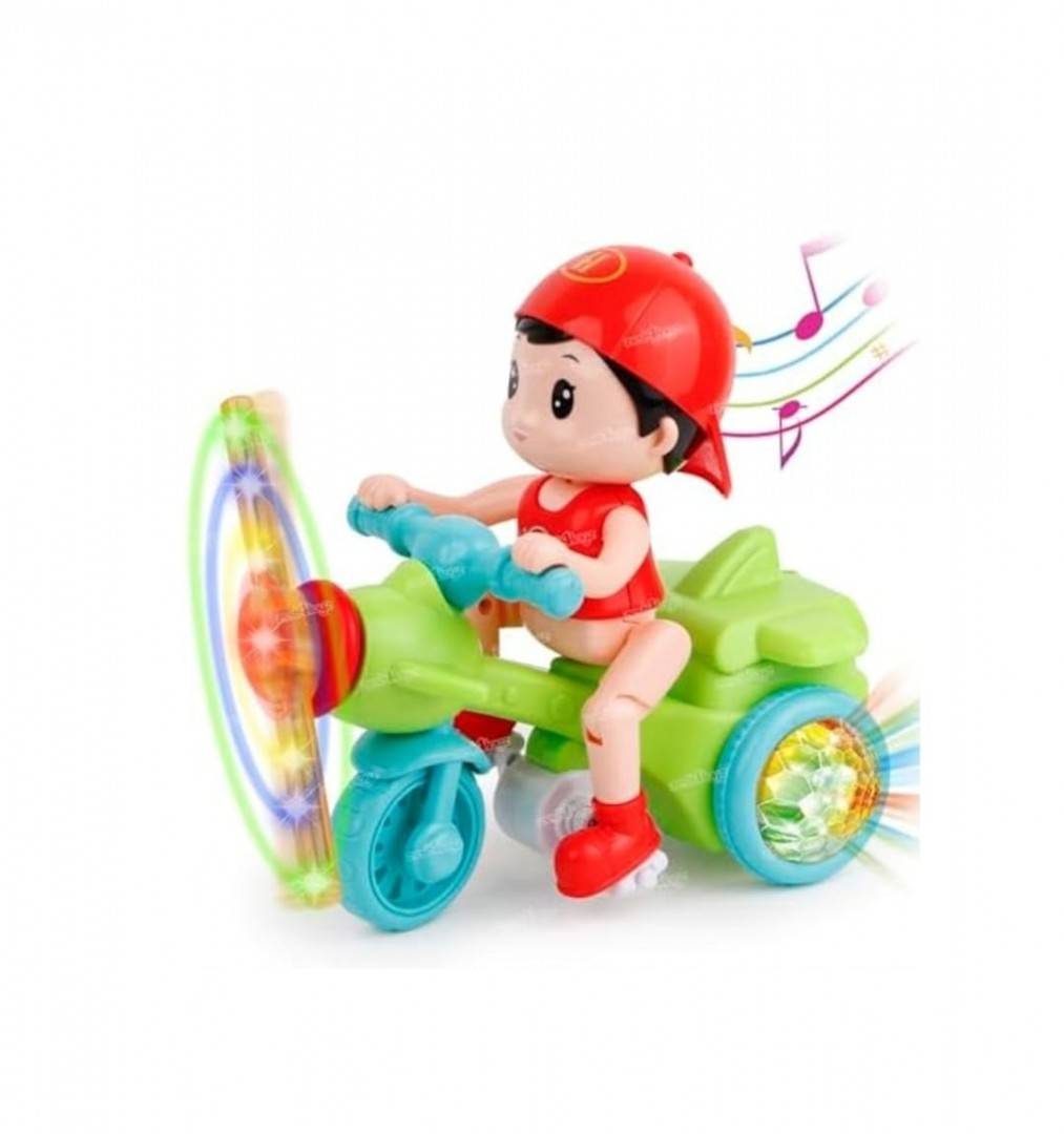 Jucarie Baietelul pe tricicleta, cu sunete si lumini, multicolor