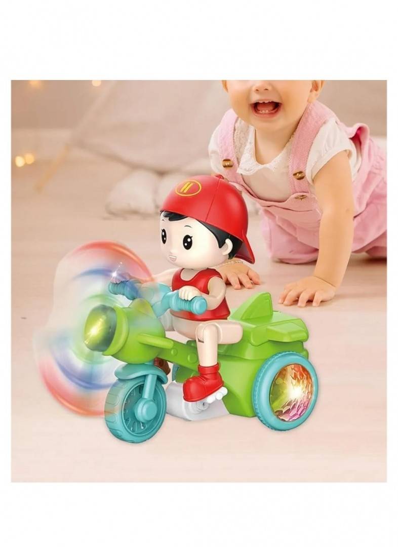 Jucarie Baietelul pe tricicleta, cu sunete si lumini, multicolor