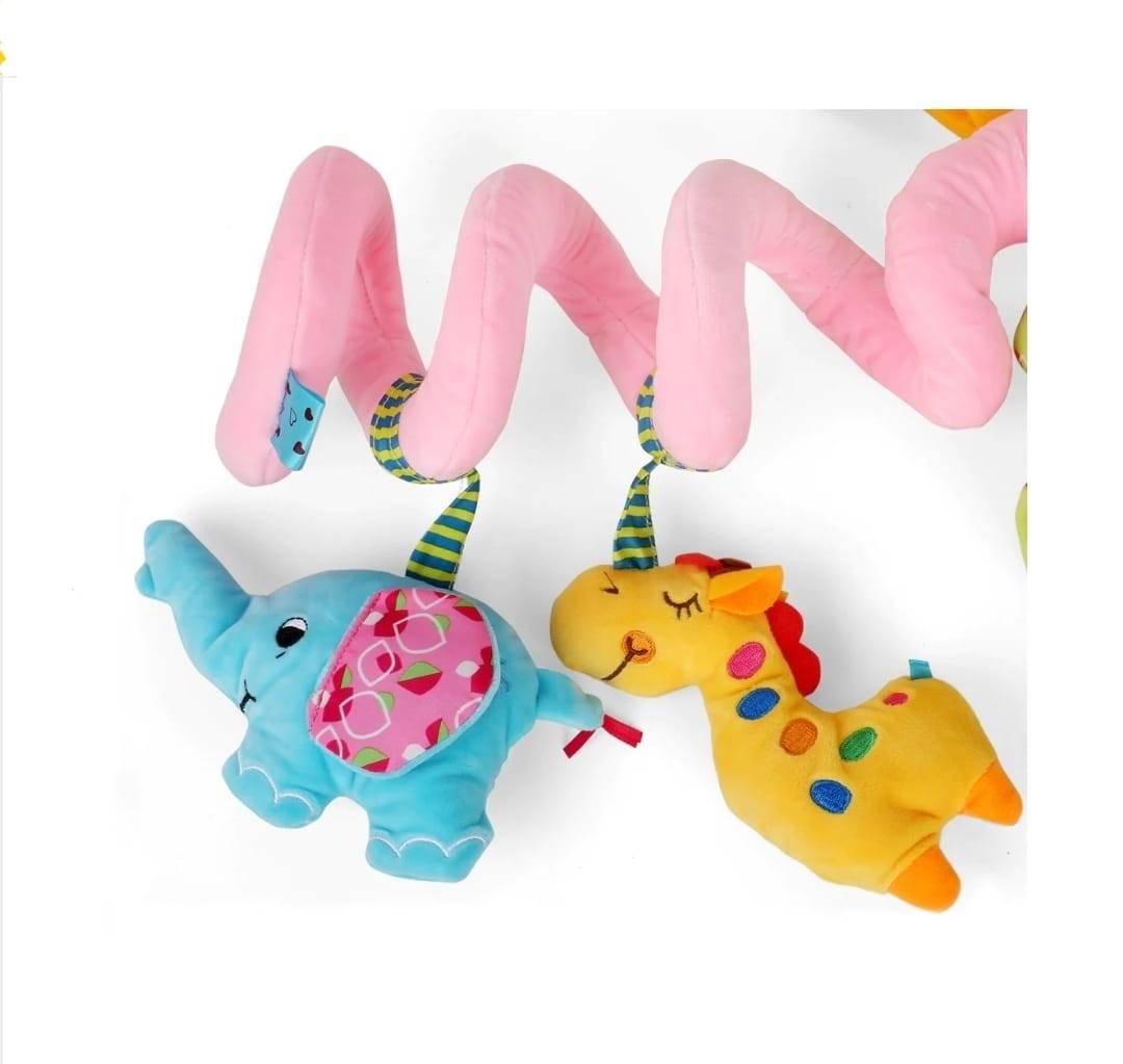 Jucarie bebe Elefant, 2 in 1, pentru patut, carucior, roz
