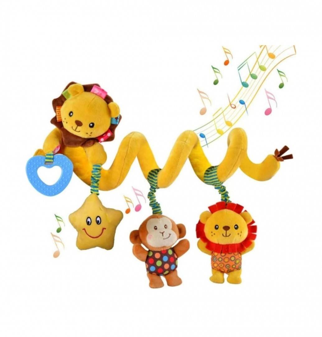 Jucarie bebe Leu, 2 in 1, pentru patut, carucior, galben