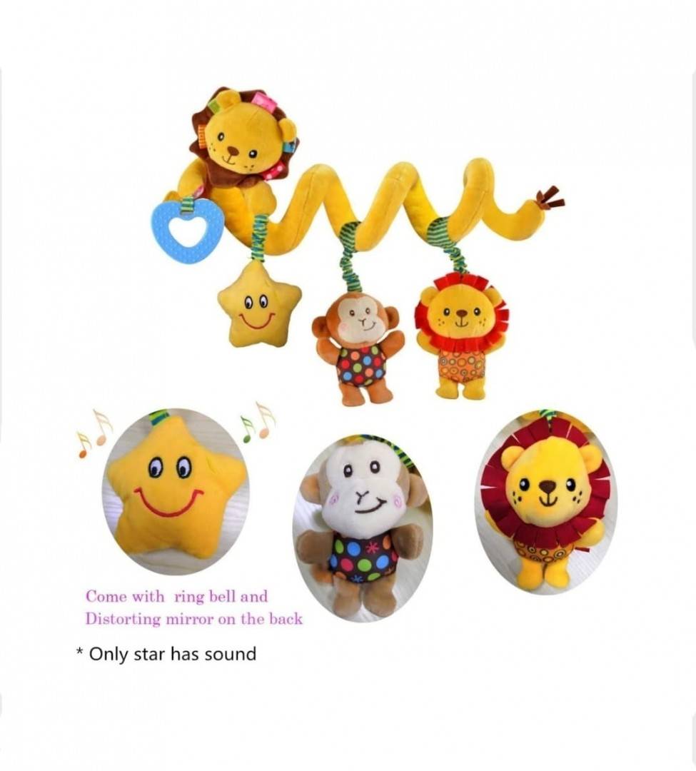 Jucarie bebe Leu, 2 in 1, pentru patut, carucior, galben