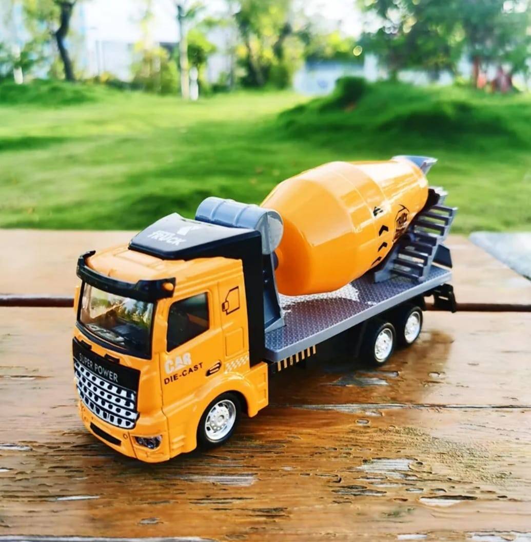 Jucarie Camion cu Betoniera , metal/plastic, galben, 18 cm
