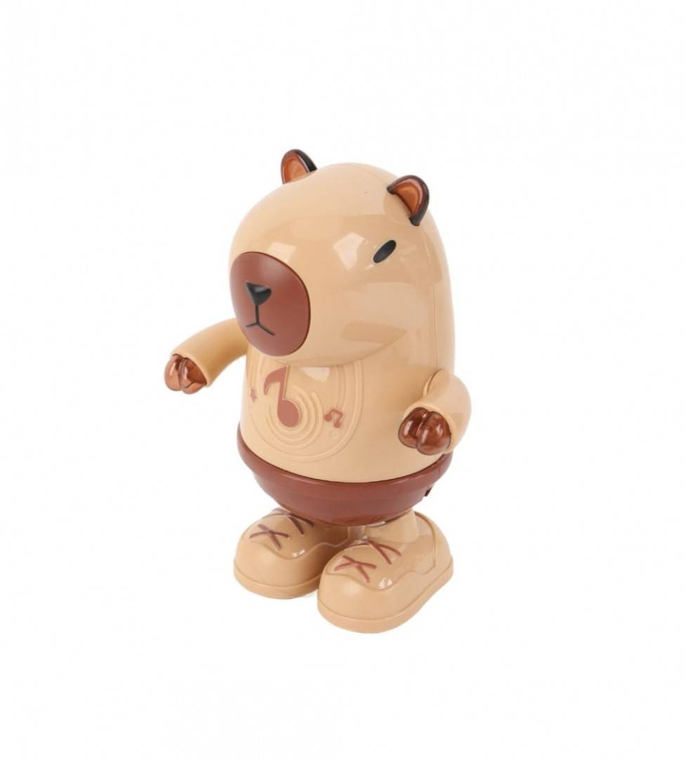 Jucarie Capibara dansatoare, muzica si lumini, maro, 20 cm