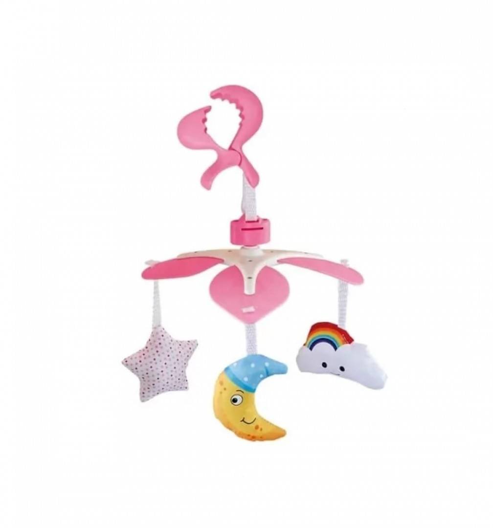 Jucarie Carusel de agatat pentru fetite, tip carusel, cu 3 figurine, multicolor, 0 luni+