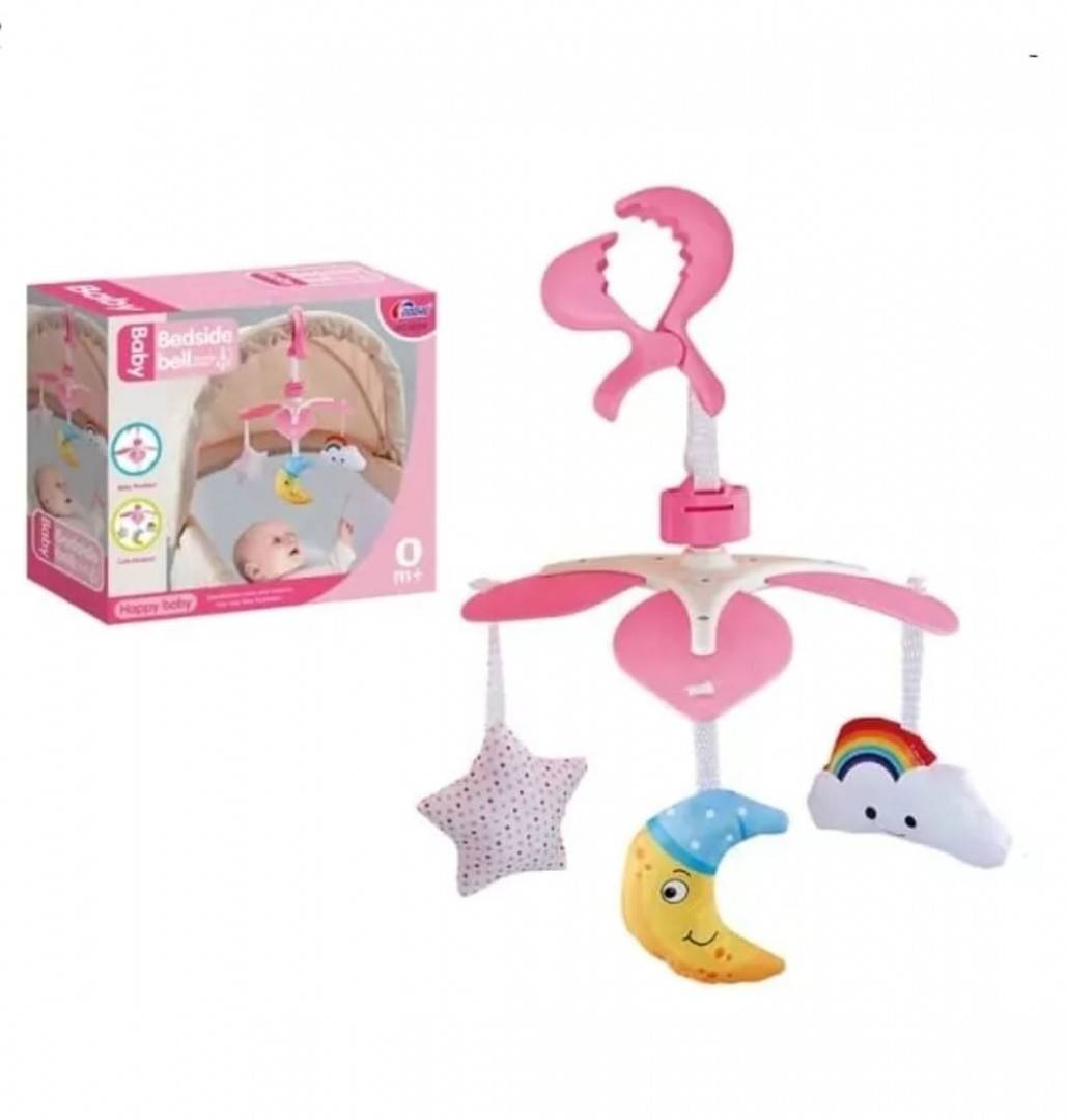 Jucarie Carusel de agatat pentru fetite, tip carusel, cu 3 figurine, multicolor, 0 luni+