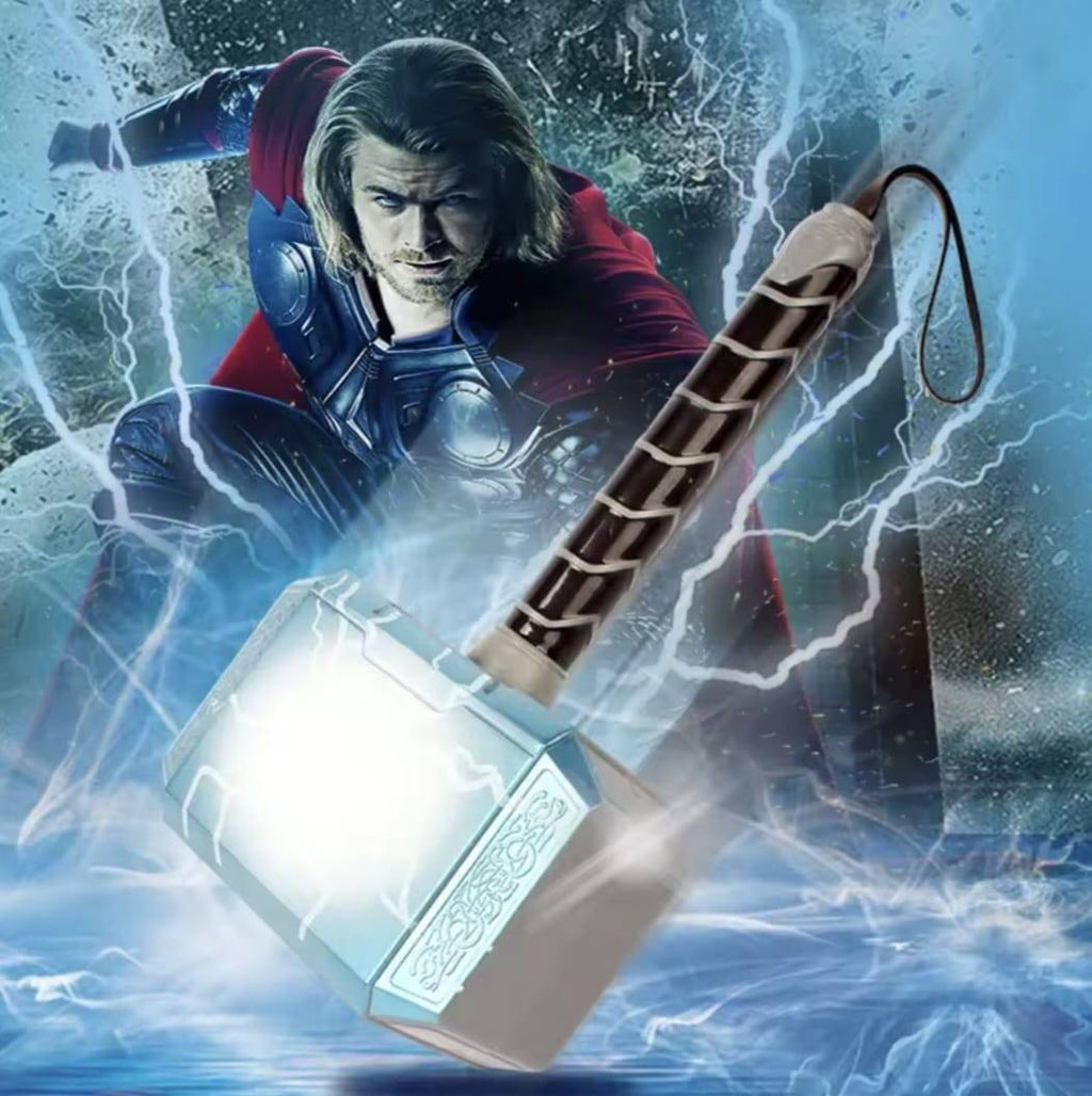Jucarie Ciocanul lui Thor, sunte si lumini, multicolor, 27 cm