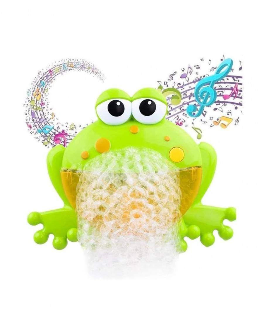 Jucarie de baie, Bubble Broasca, muzical cu difuzor de spuma, verde, 23 cm
