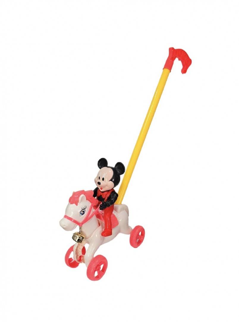 Jucarie de impins, Mickey pe calut, sunete, roz, 18 luni+