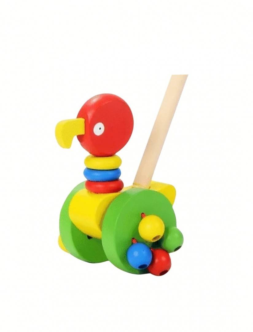 Jucarie de impins pentru copii, Gaina, lemn, 1 an+