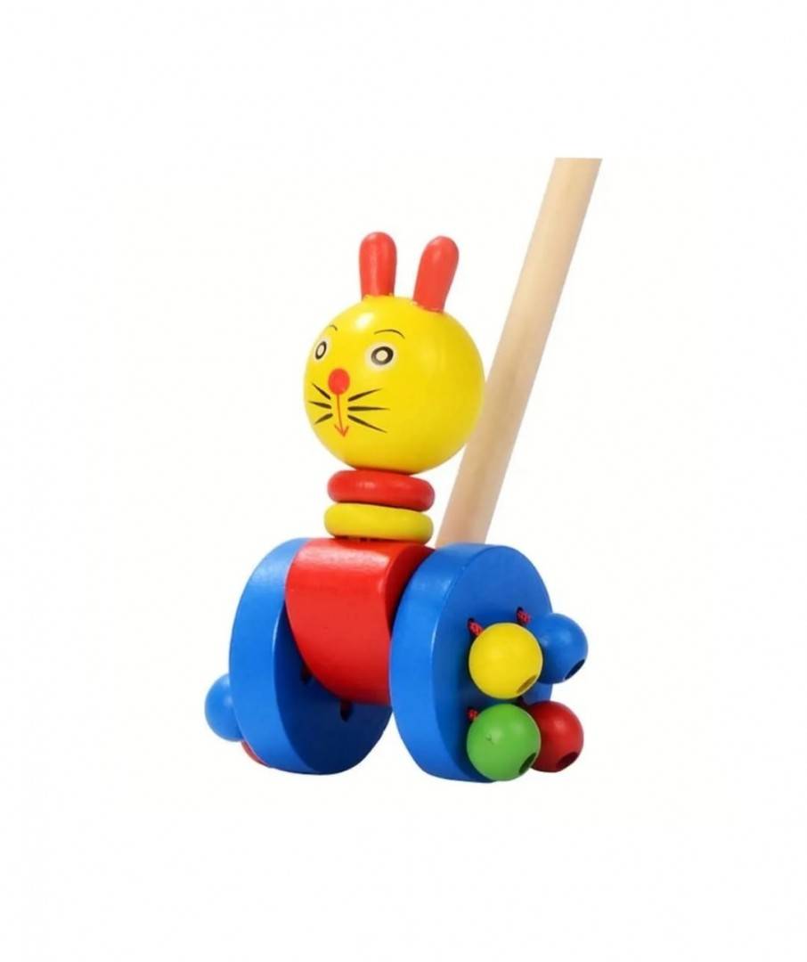 Jucarie de impins pentru copii, Pisica, lemn, 1 an+