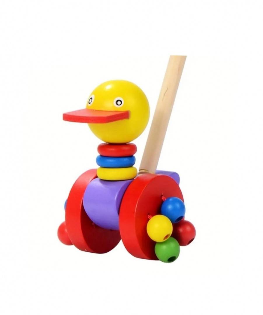 Jucarie de impins pentru copii, Ratusca, lemn, 1 an+