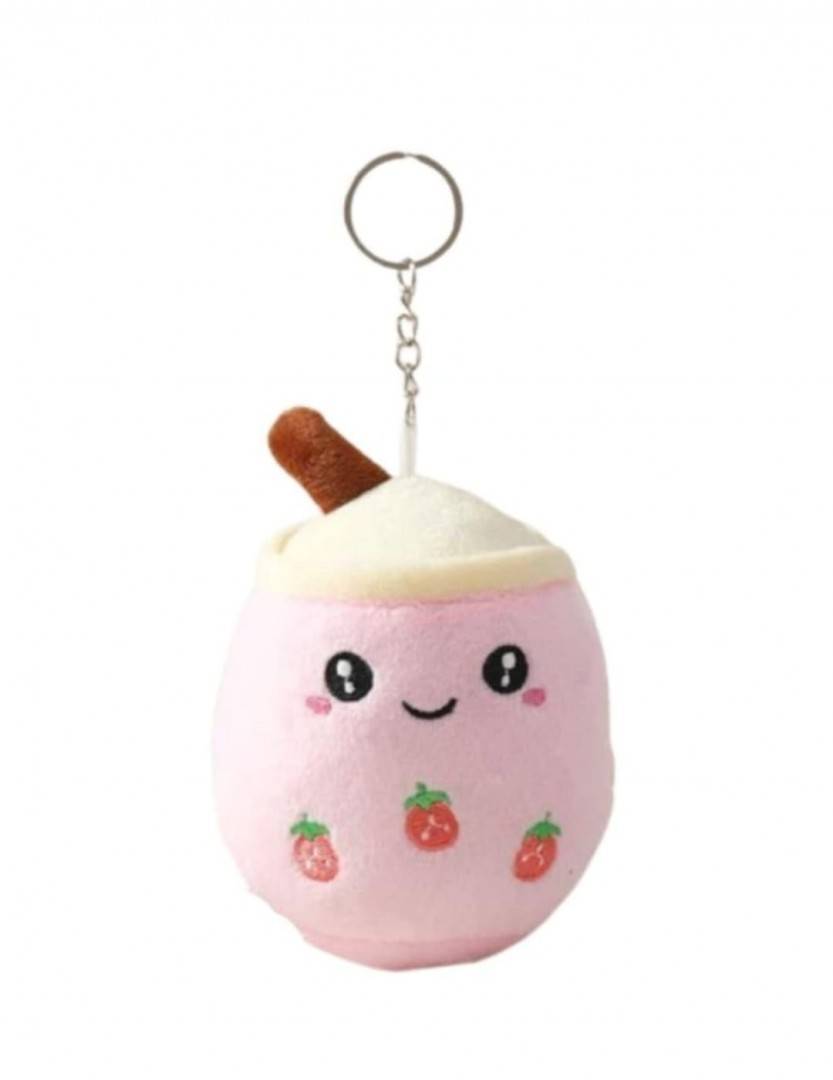 Jucarie de plus, Boba Strawberry, tip breloc, roz, 15 cm