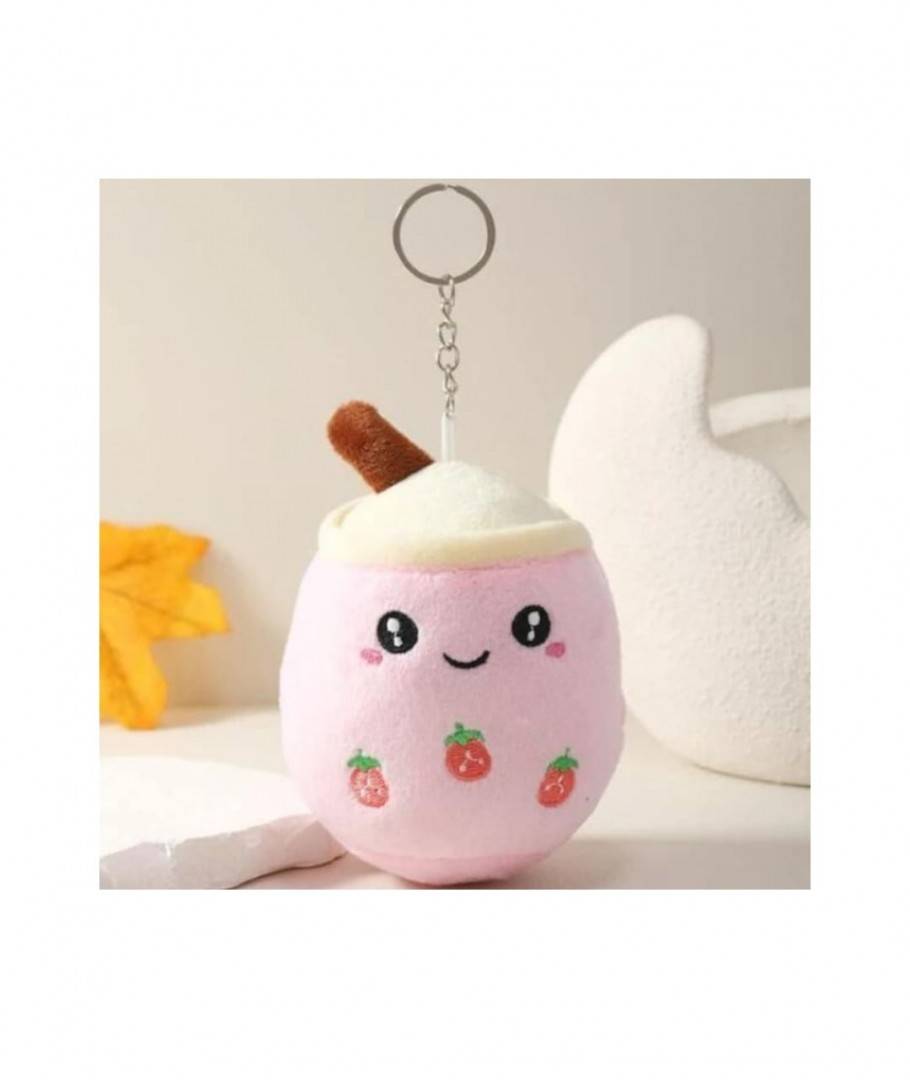 Jucarie de plus, Boba Strawberry, tip breloc, roz, 15 cm