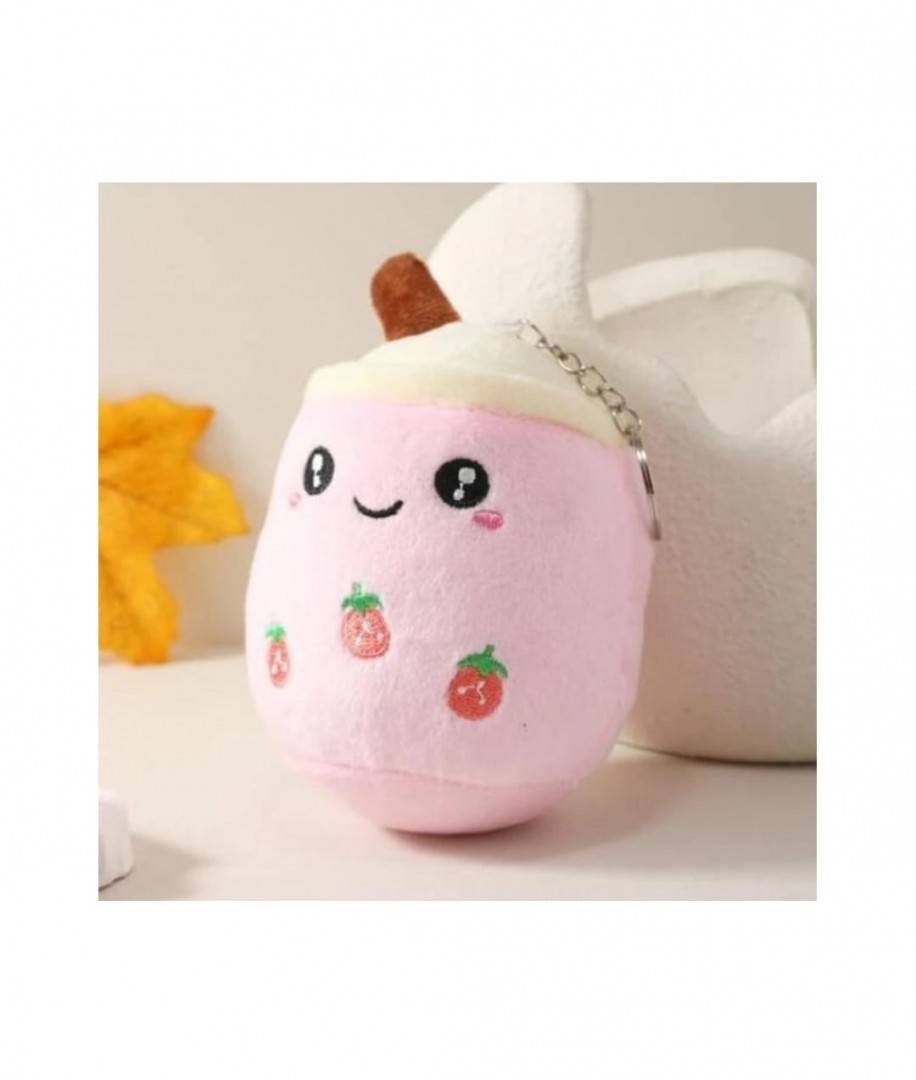 Jucarie de plus, Boba Strawberry, tip breloc, roz, 15 cm
