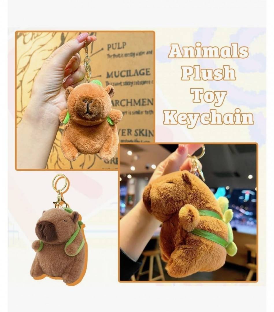 Jucarie de plus, Capibara, tip breloc, maro, 12 cm