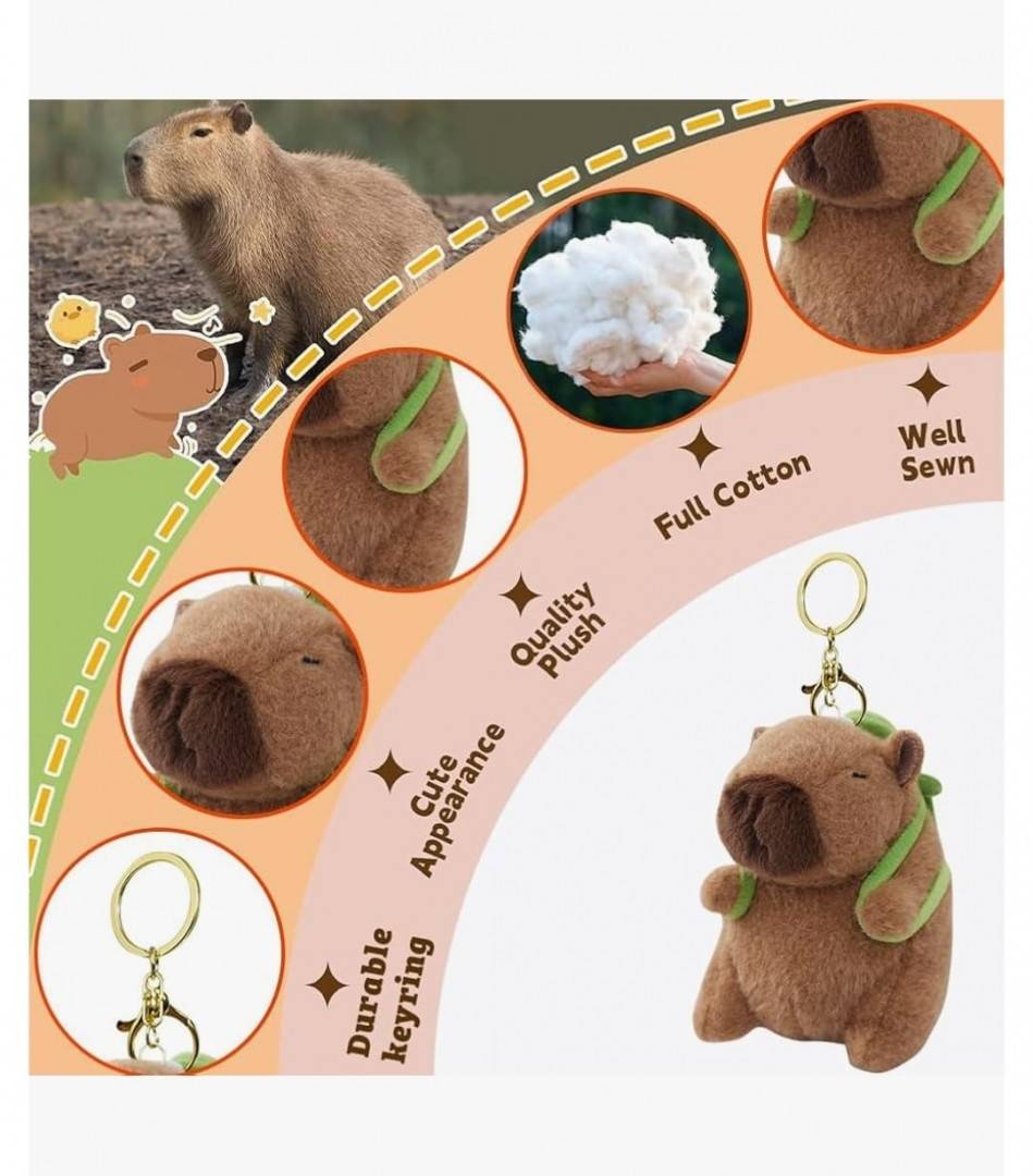 Jucarie de plus, Capibara, tip breloc, maro, 12 cm