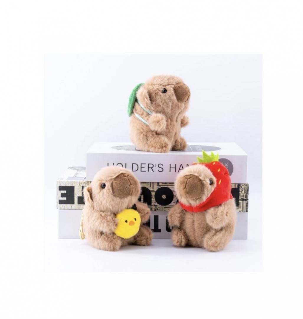 Jucarie de plus, Capibara, tip breloc, maro, 12 cm