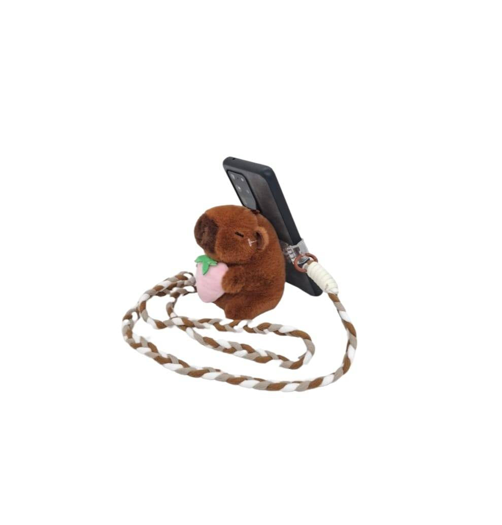Jucarie de plus, Capibara, tip suport, accesoriu telefon, maro inchis