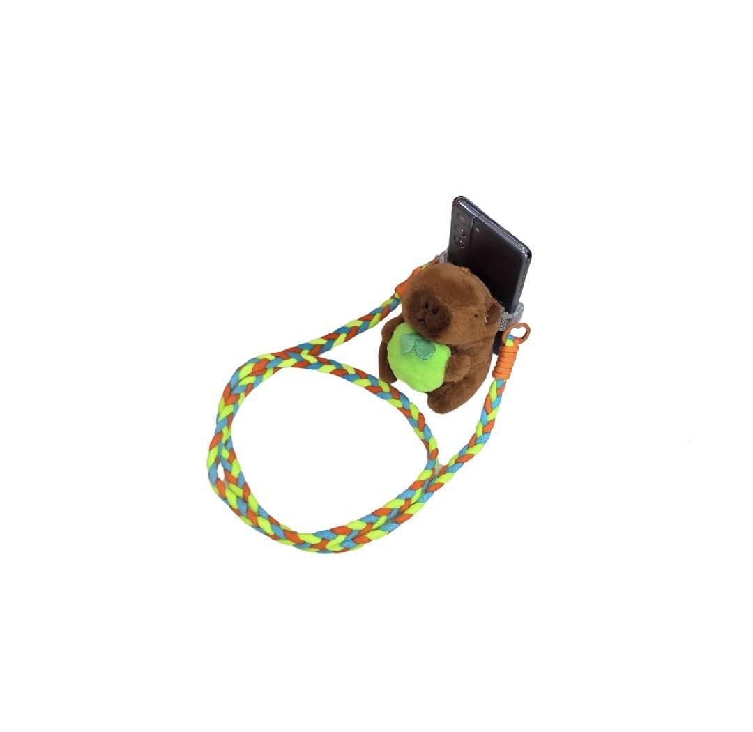 Jucarie de plus, Capibara, tip suport, accesoriu telefon, maro/multicolor | Masha Shop