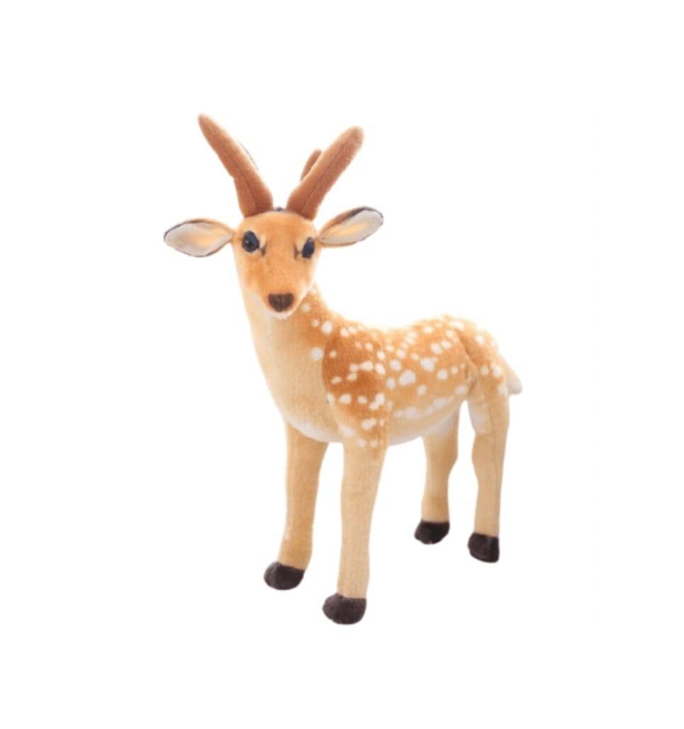 Jucarie de plus, Caprioara, MASHASHOP, maro/alb, 31 cm